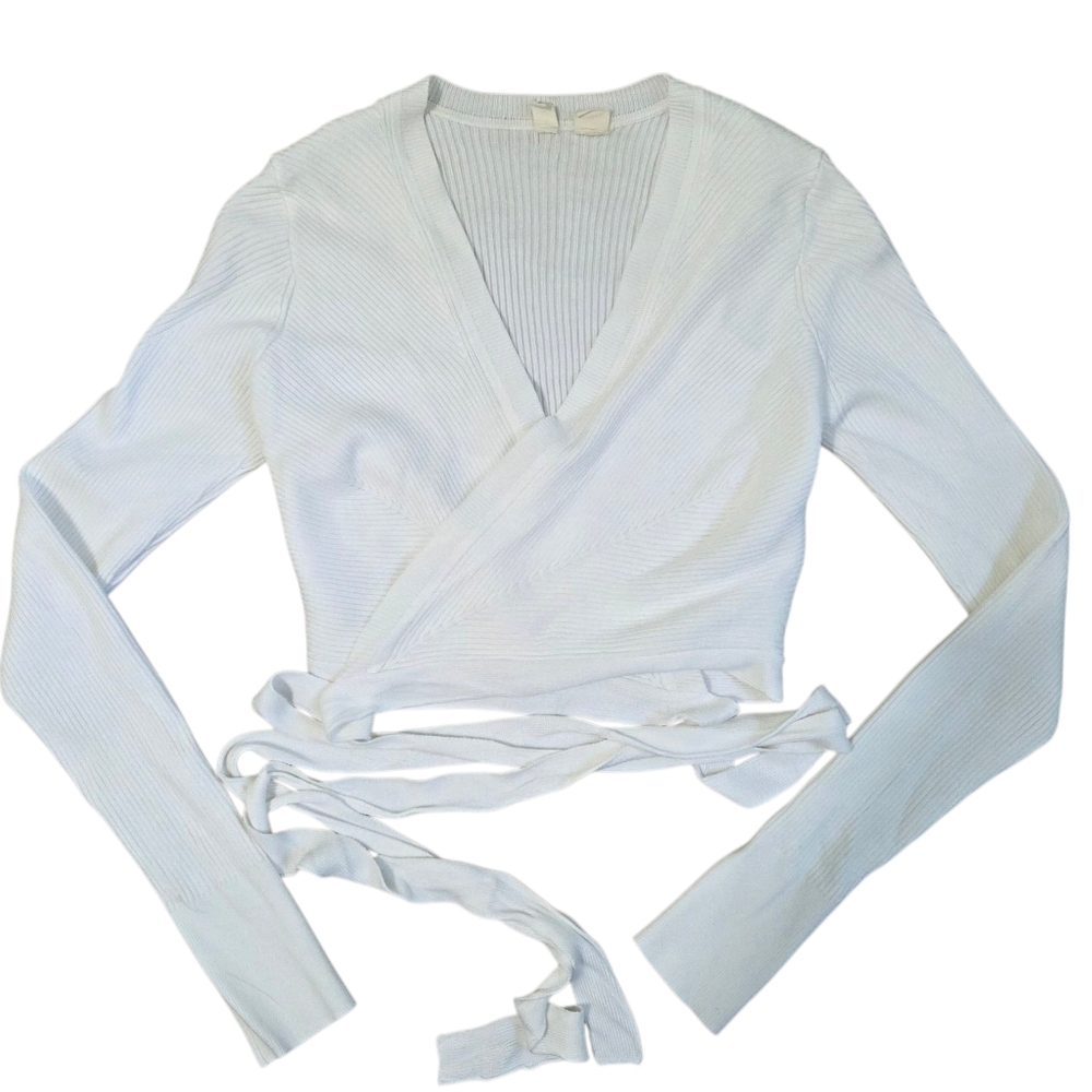 Anthropologie Cream Ribbed Knit Fabric Wrap Cardigan, Moth Brand
